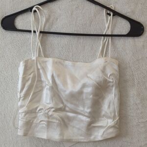 Zara Women’s Corset Crop Top Size Med White Spaghetti Strap NWT